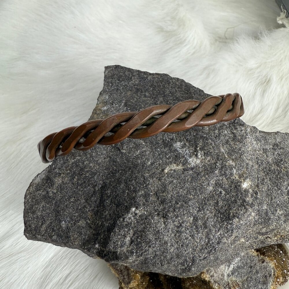 Braided Copper Cuff Bangle Bracelet